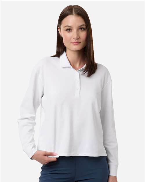 Adidas-A1008-Women's Beyond Long Sleeve Loose Polo - Image 11
