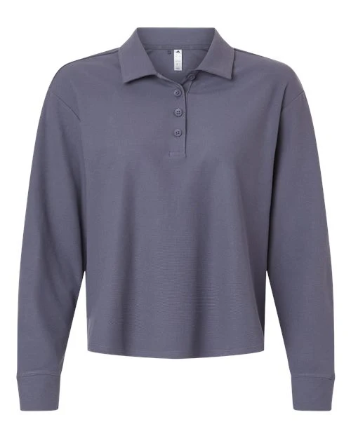 Adidas-A1008-Women's Beyond Long Sleeve Loose Polo - Image 3