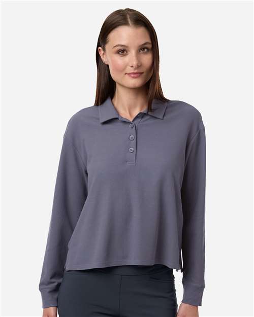 Adidas-A1008-Women's Beyond Long Sleeve Loose Polo - Image 8