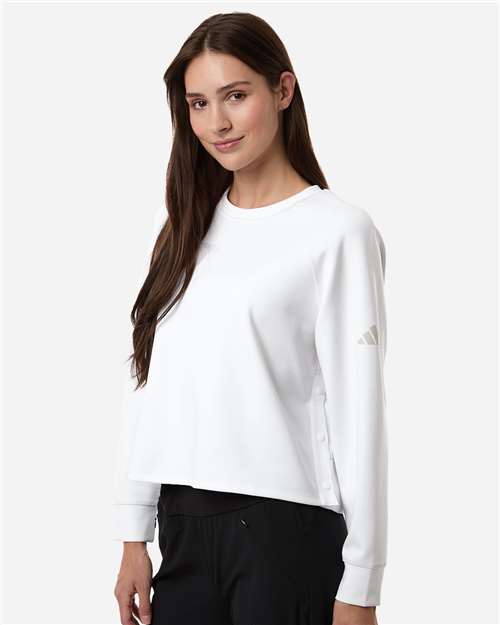 Adidas-A1014-Women's Beyond Side-Snap Crewneck Sweatshirt - Image 5