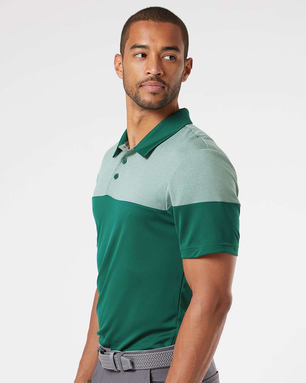 Adidas-A213-Heathered 3-Stripes Colorblocked Polo - Image 12