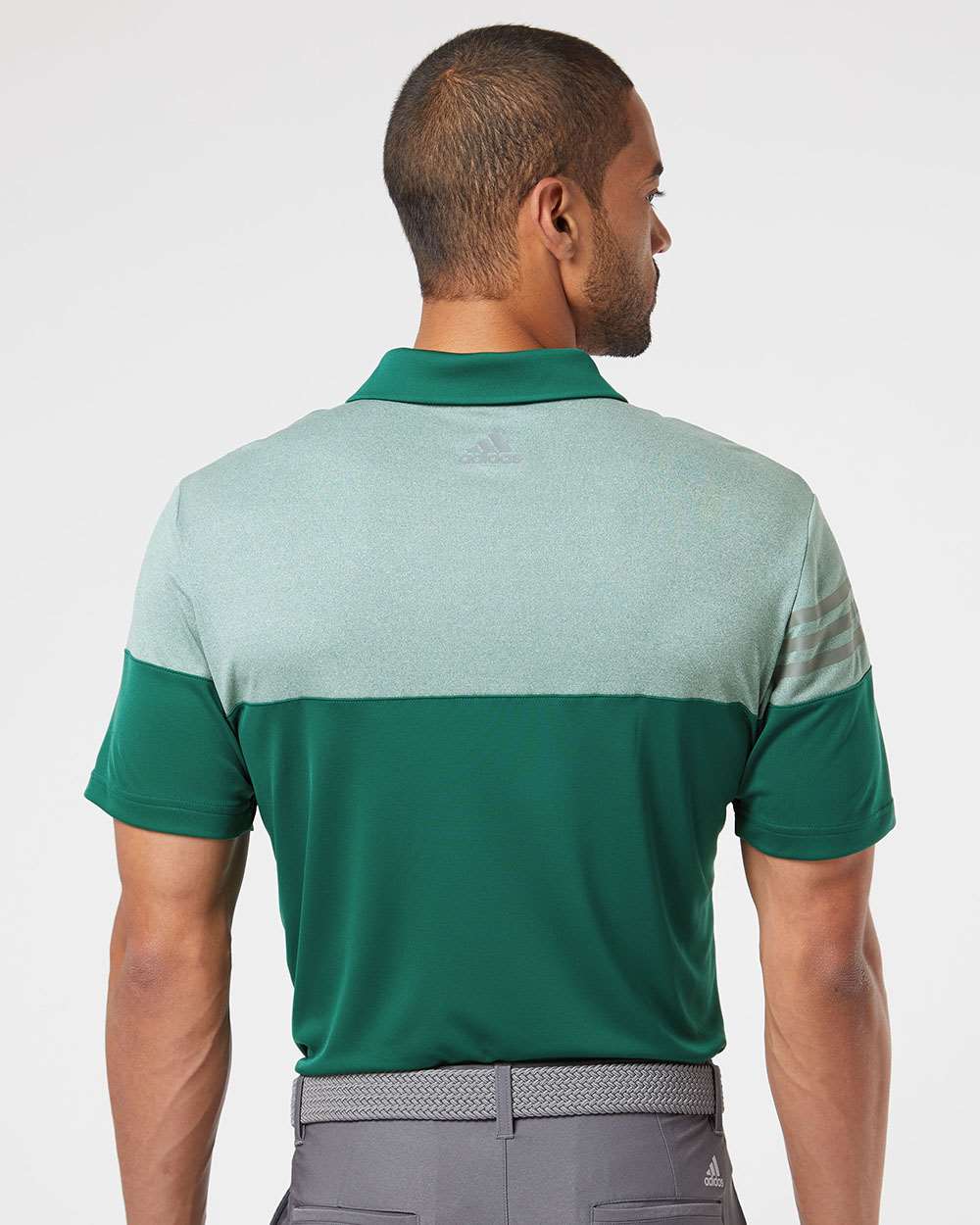 Adidas-A213-Heathered 3-Stripes Colorblocked Polo - Image 13