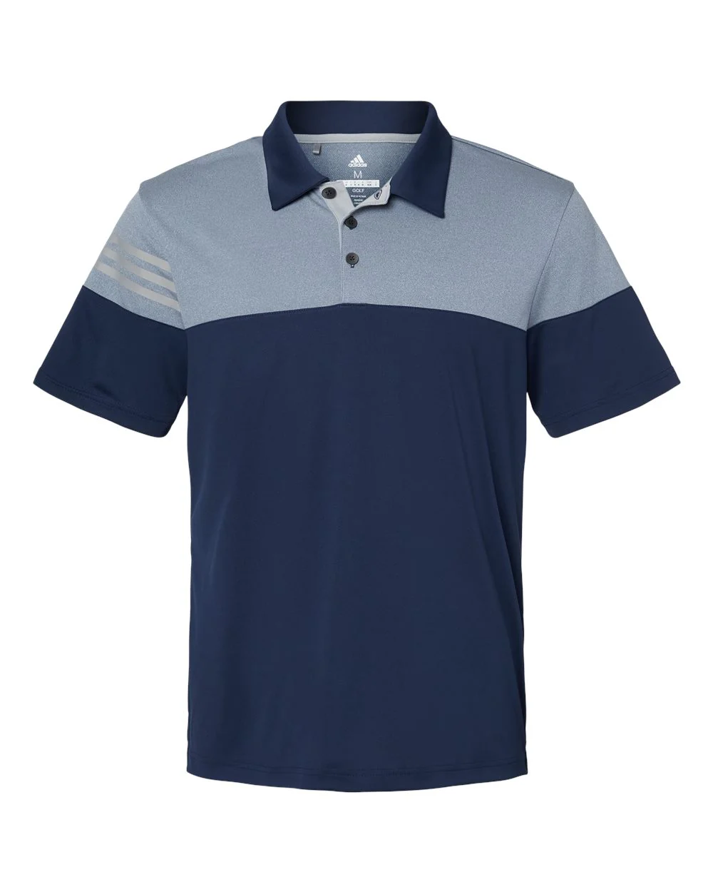 Adidas-A213-Heathered 3-Stripes Colorblocked Polo - Image 14