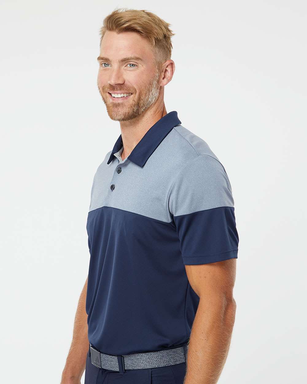 Adidas-A213-Heathered 3-Stripes Colorblocked Polo - Image 18