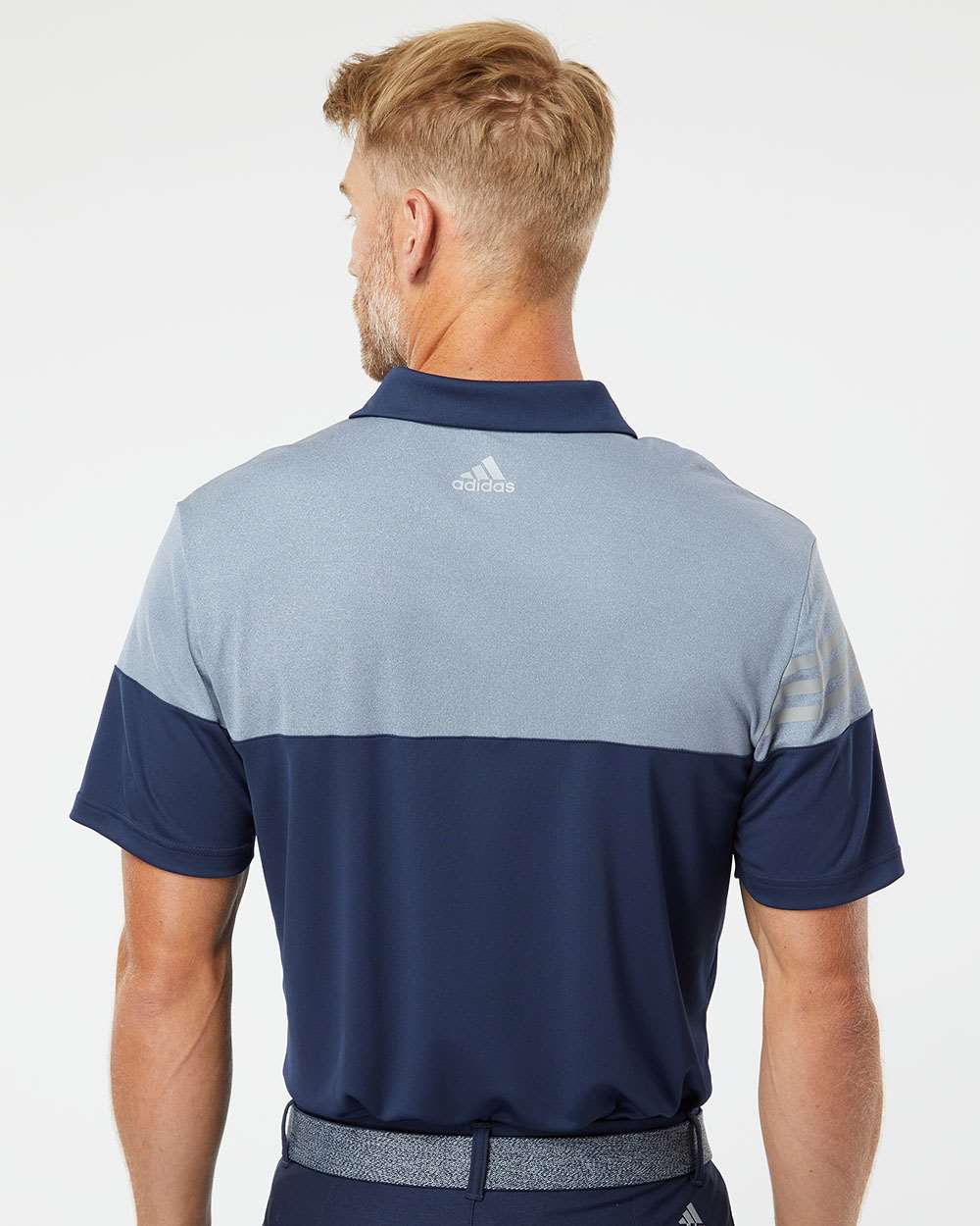 Adidas-A213-Heathered 3-Stripes Colorblocked Polo - Image 19