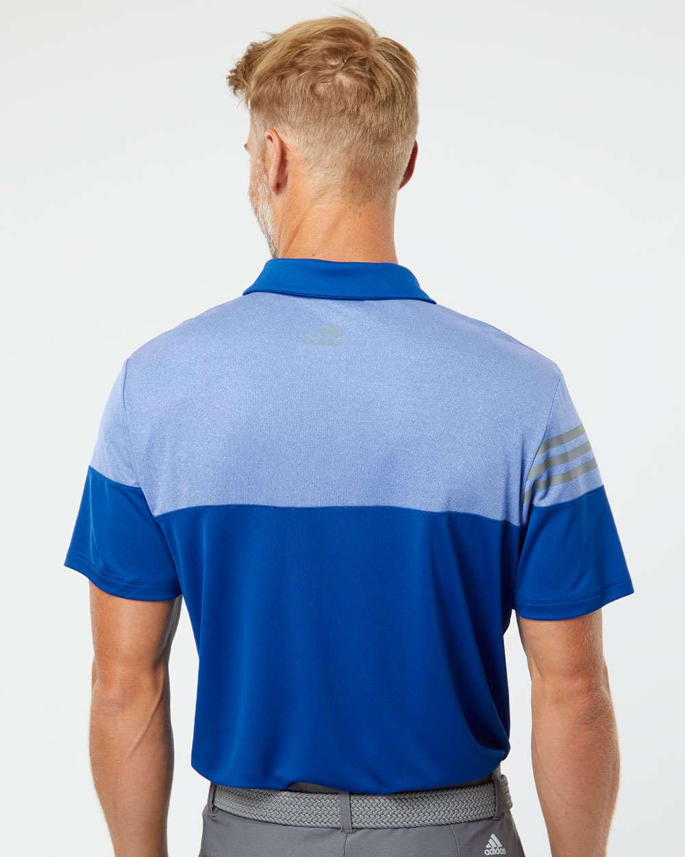 Adidas-A213-Heathered 3-Stripes Colorblocked Polo - Image 25
