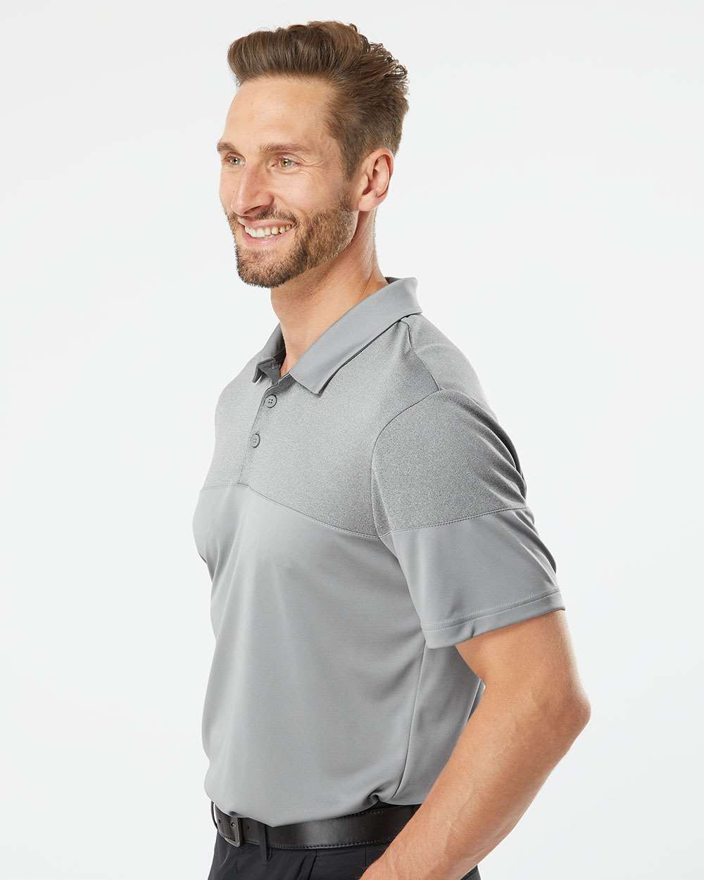 Adidas-A213-Heathered 3-Stripes Colorblocked Polo - Image 30