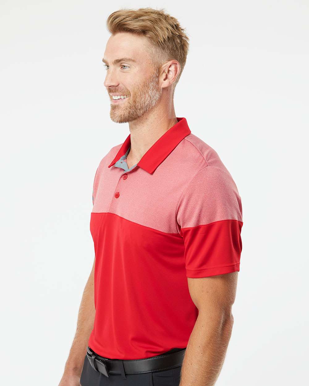 Adidas-A213-Heathered 3-Stripes Colorblocked Polo - Image 36