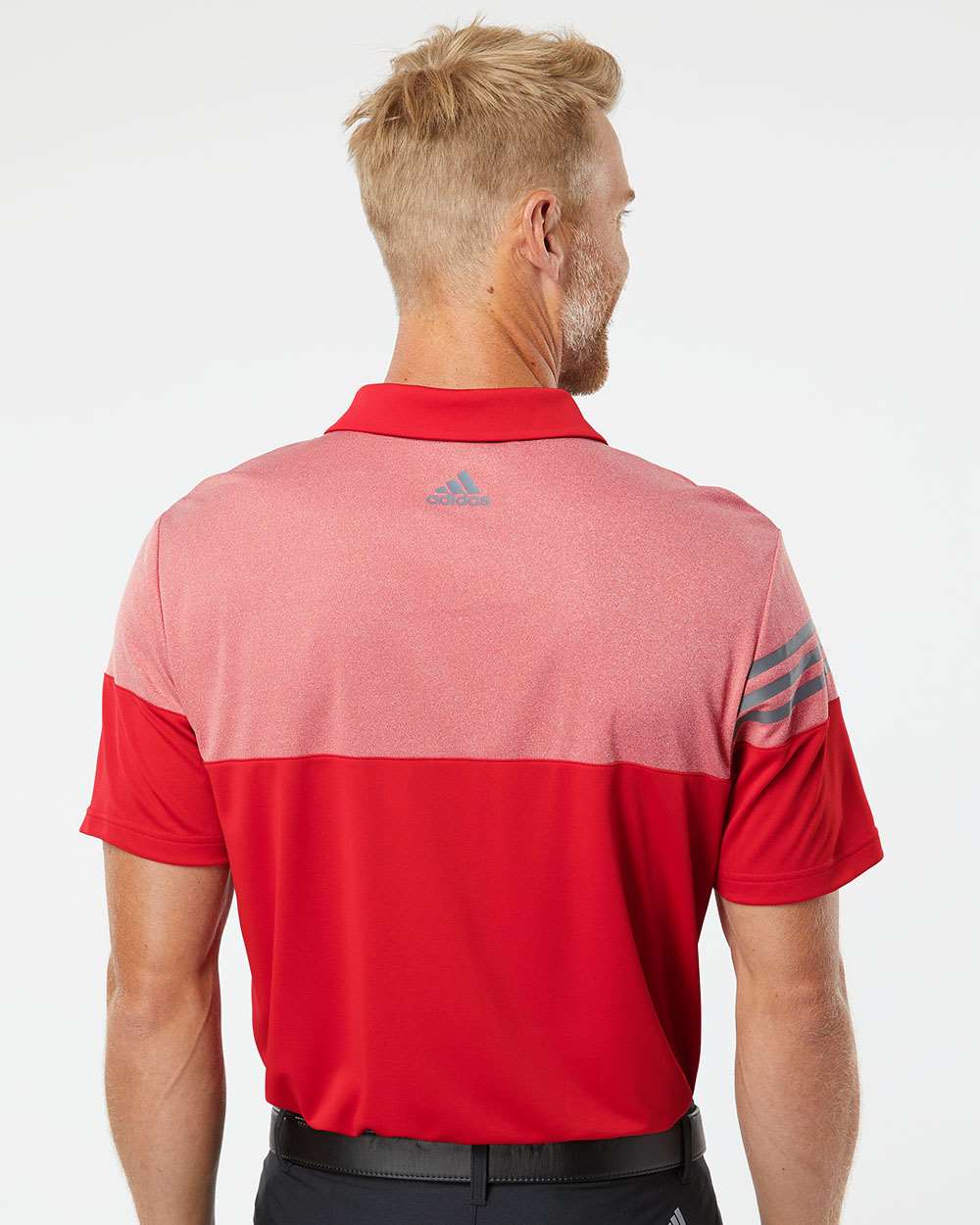Adidas-A213-Heathered 3-Stripes Colorblocked Polo - Image 37
