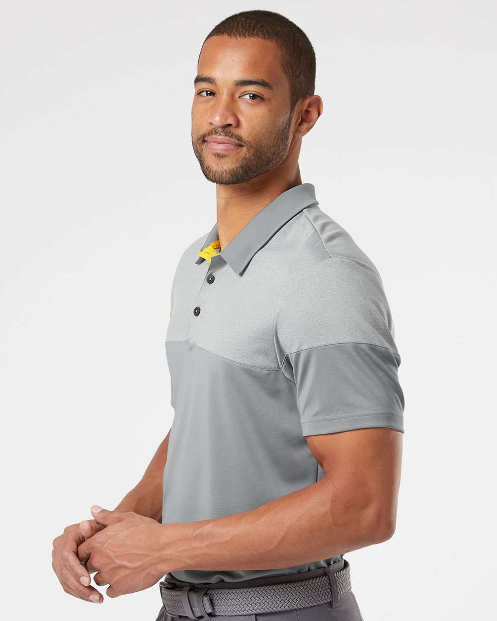 Adidas-A213-Heathered 3-Stripes Colorblocked Polo - Image 42