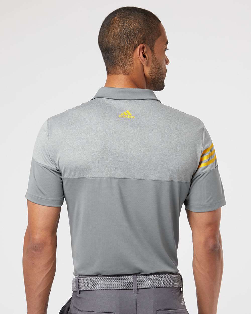 Adidas-A213-Heathered 3-Stripes Colorblocked Polo - Image 43