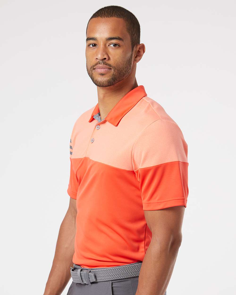 Adidas-A213-Heathered 3-Stripes Colorblocked Polo - Image 5