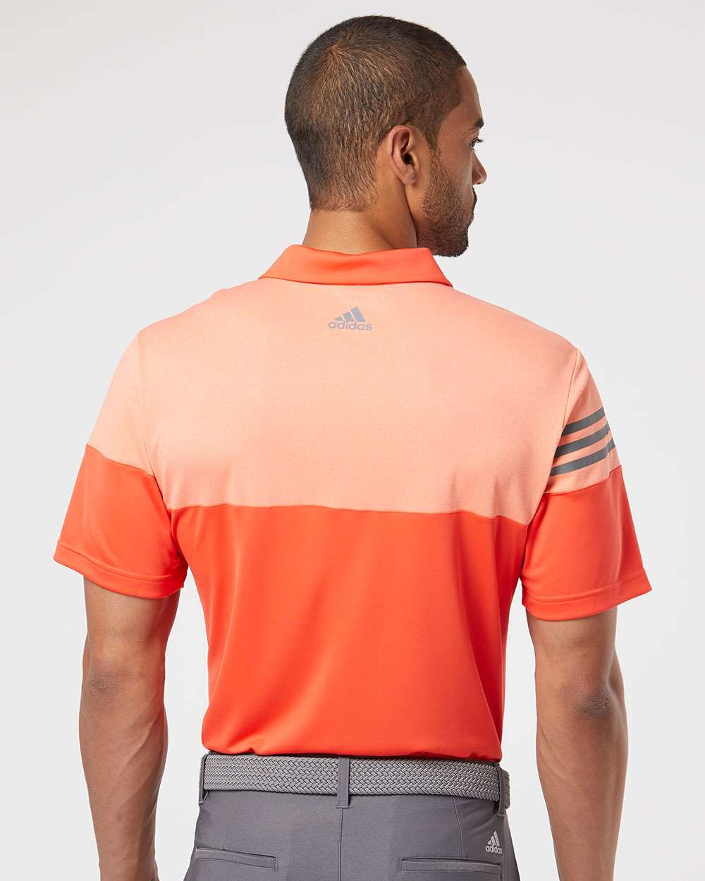 Adidas-A213-Heathered 3-Stripes Colorblocked Polo - Image 6