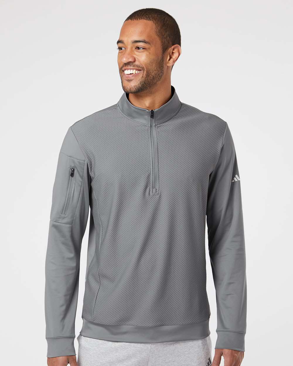 Adidas-A295-Performance Textured Quarter-Zip Pullover - Image 14