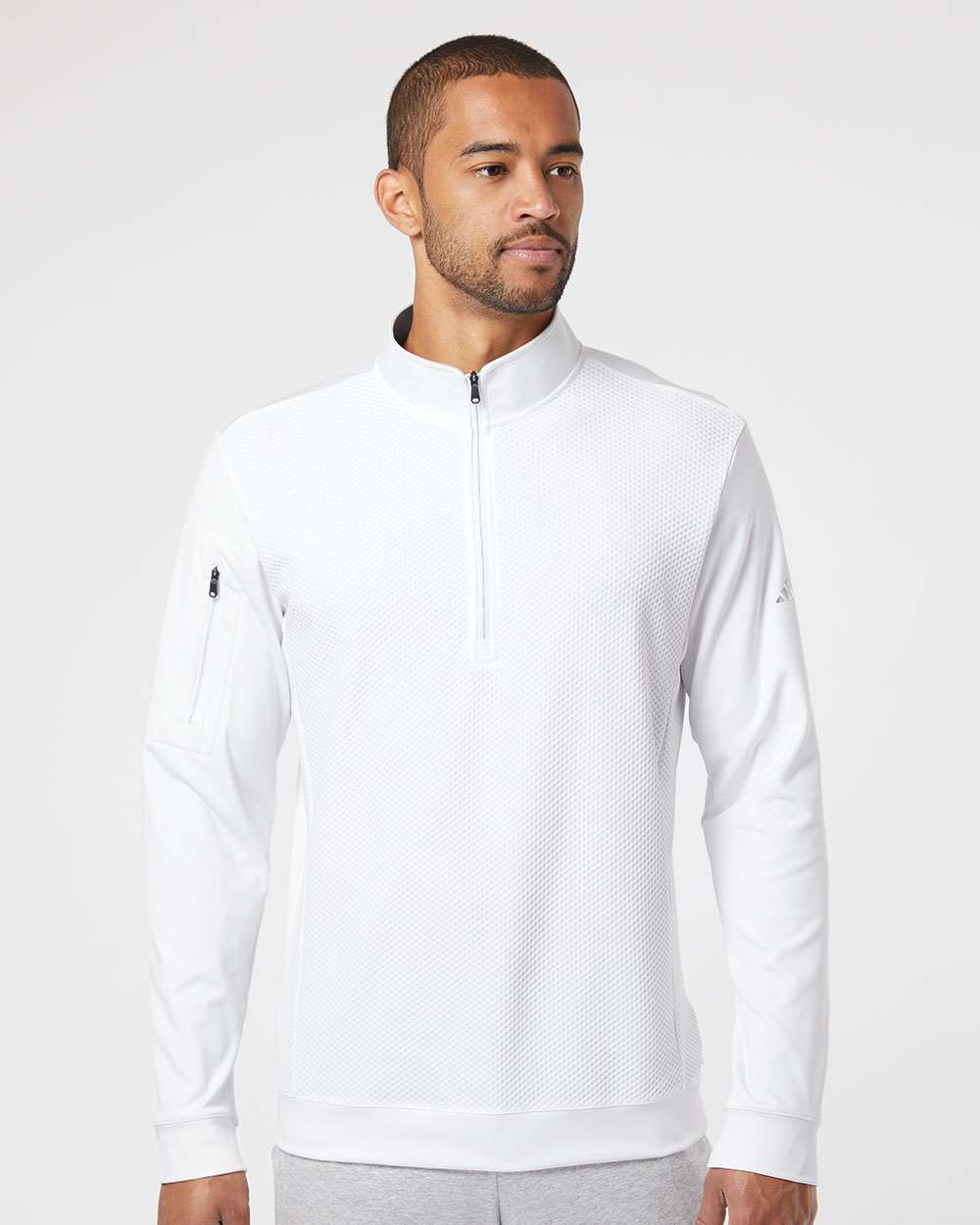 Adidas-A295-Performance Textured Quarter-Zip Pullover - Image 20