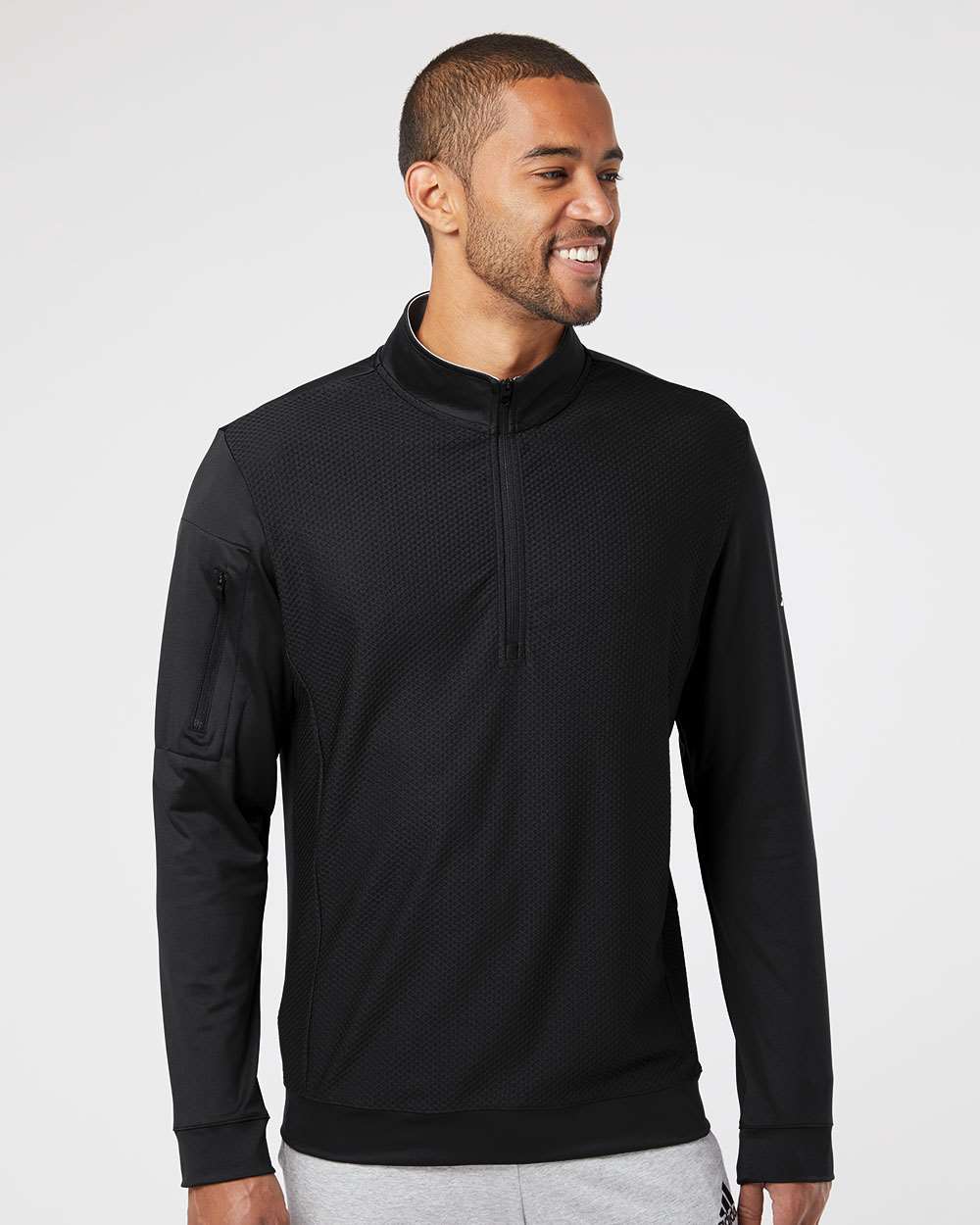 Adidas-A295-Performance Textured Quarter-Zip Pullover - Image 4