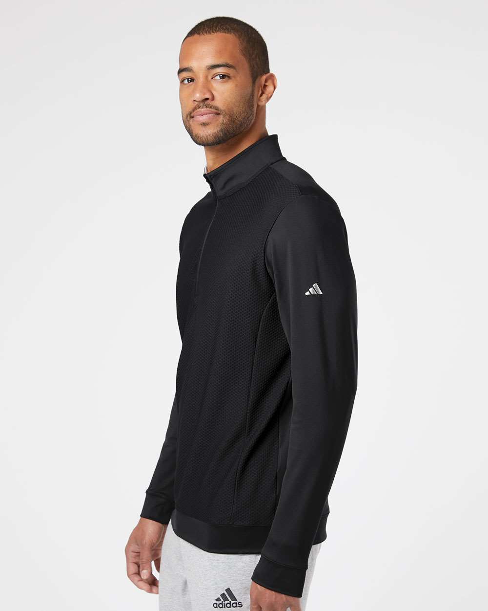 Adidas-A295-Performance Textured Quarter-Zip Pullover - Image 5