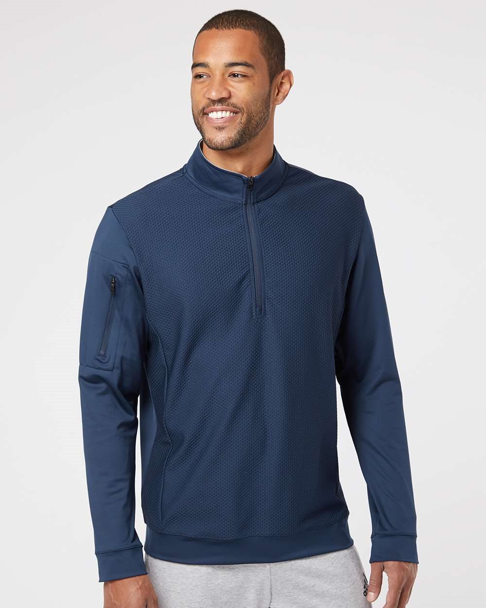Adidas-A295-Performance Textured Quarter-Zip Pullover - Image 7