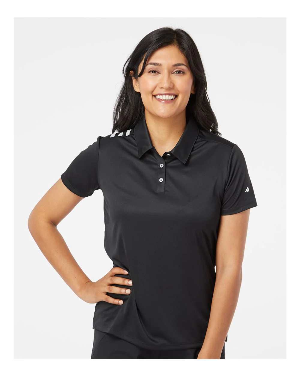 Adidas-A325-Women's 3-Stripes Shoulder Polo - Image 4