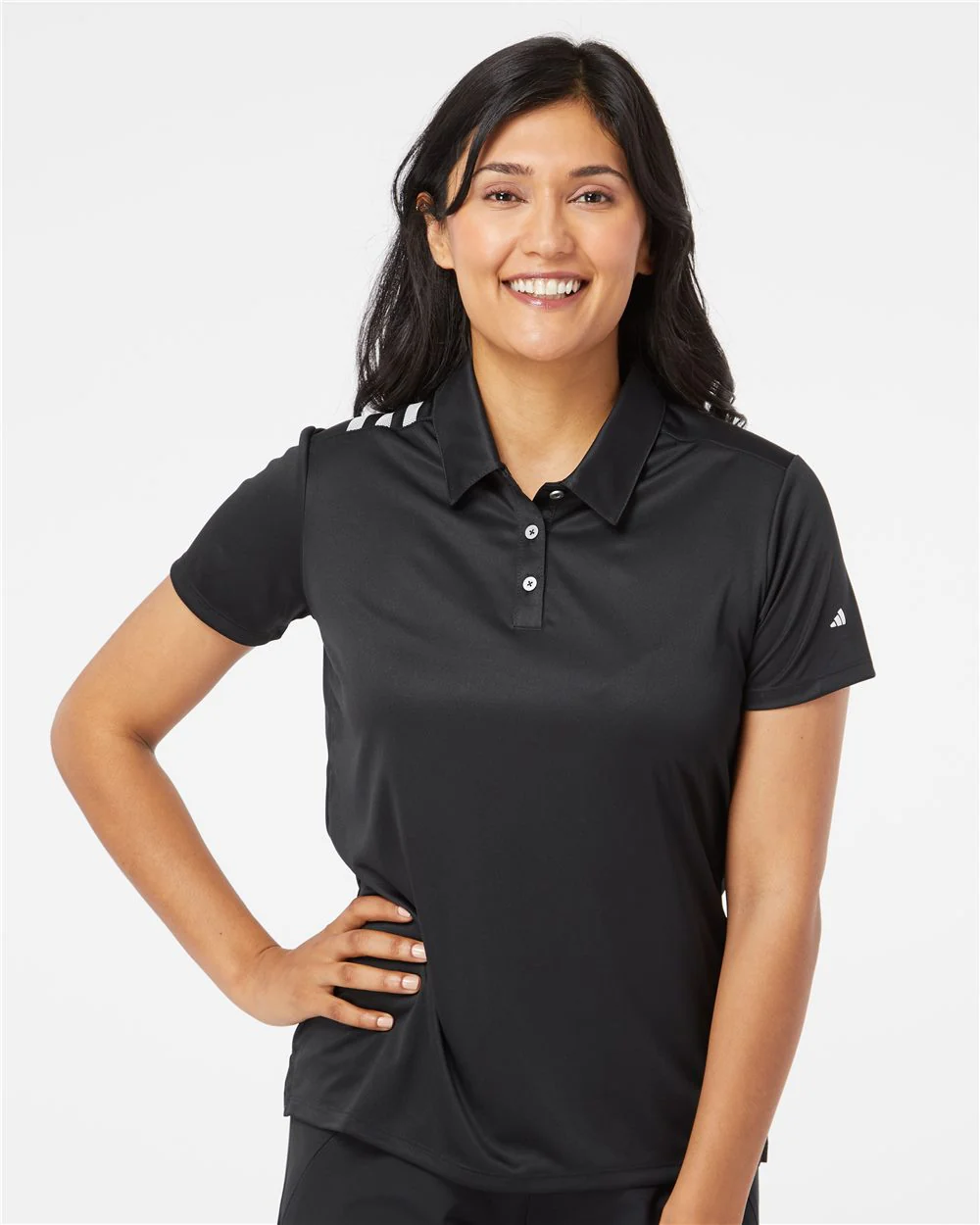 Adidas-A325-Women's 3-Stripes Shoulder Polo - Image 7