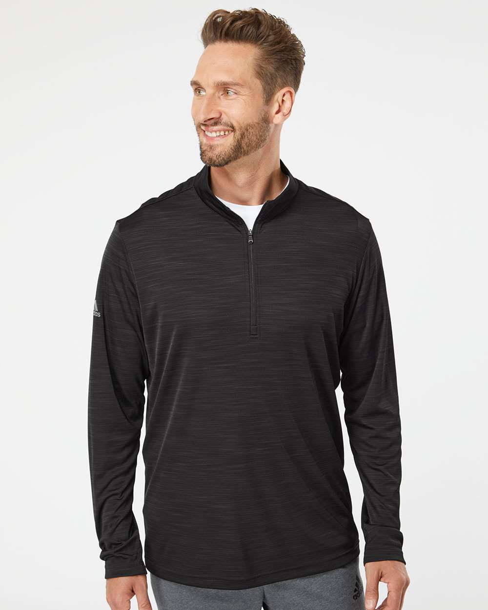 Adidas-A475-Lightweight Mélange Quarter-Zip Pullover - Image 4