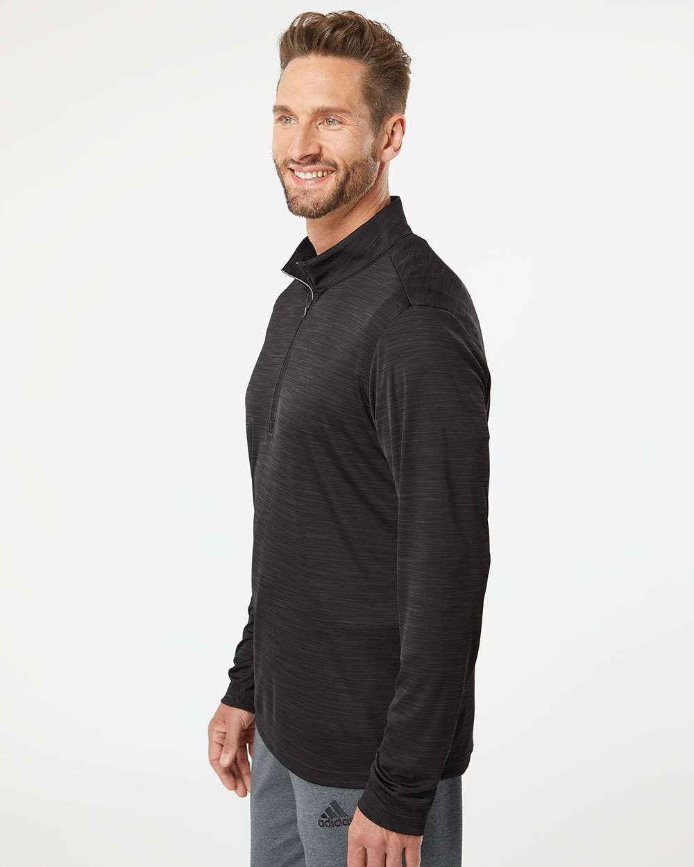 Adidas-A475-Lightweight Mélange Quarter-Zip Pullover - Image 5