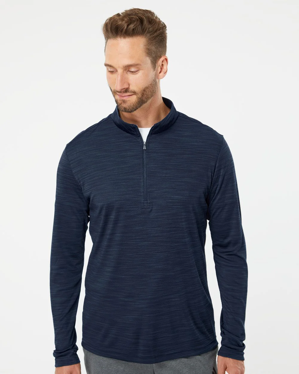 Adidas-A475-Lightweight Mélange Quarter-Zip Pullover - Image 7