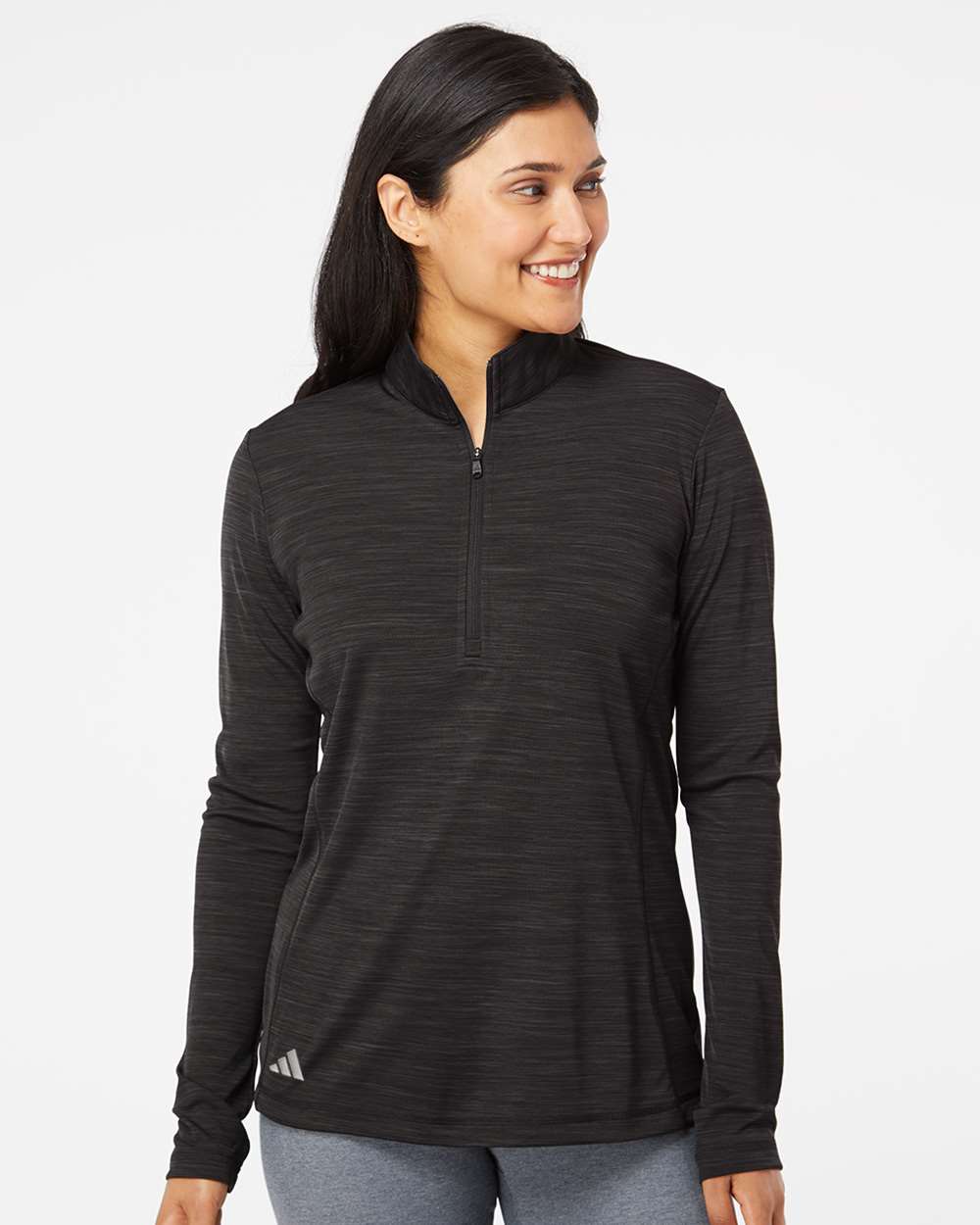 Adidas-A476-Women's Lightweight Mélange Quarter-Zip Pullover - Image 4