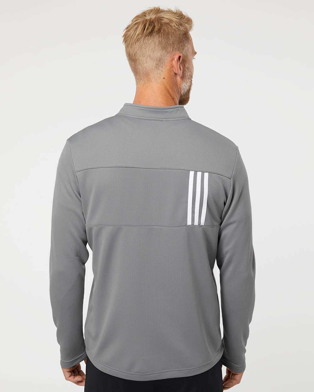 Adidas-A482-3-Stripes Double Knit Quarter-Zip Pullover - Image 13