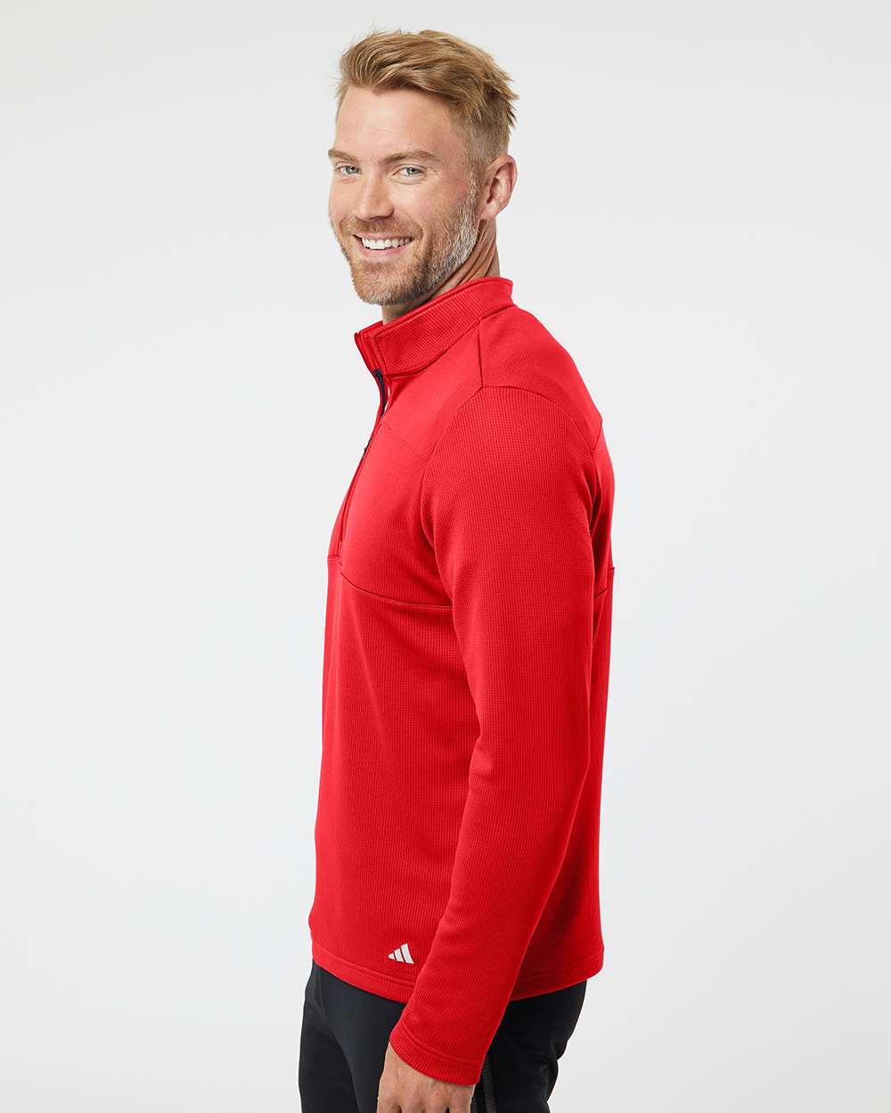 Adidas-A482-3-Stripes Double Knit Quarter-Zip Pullover - Image 18