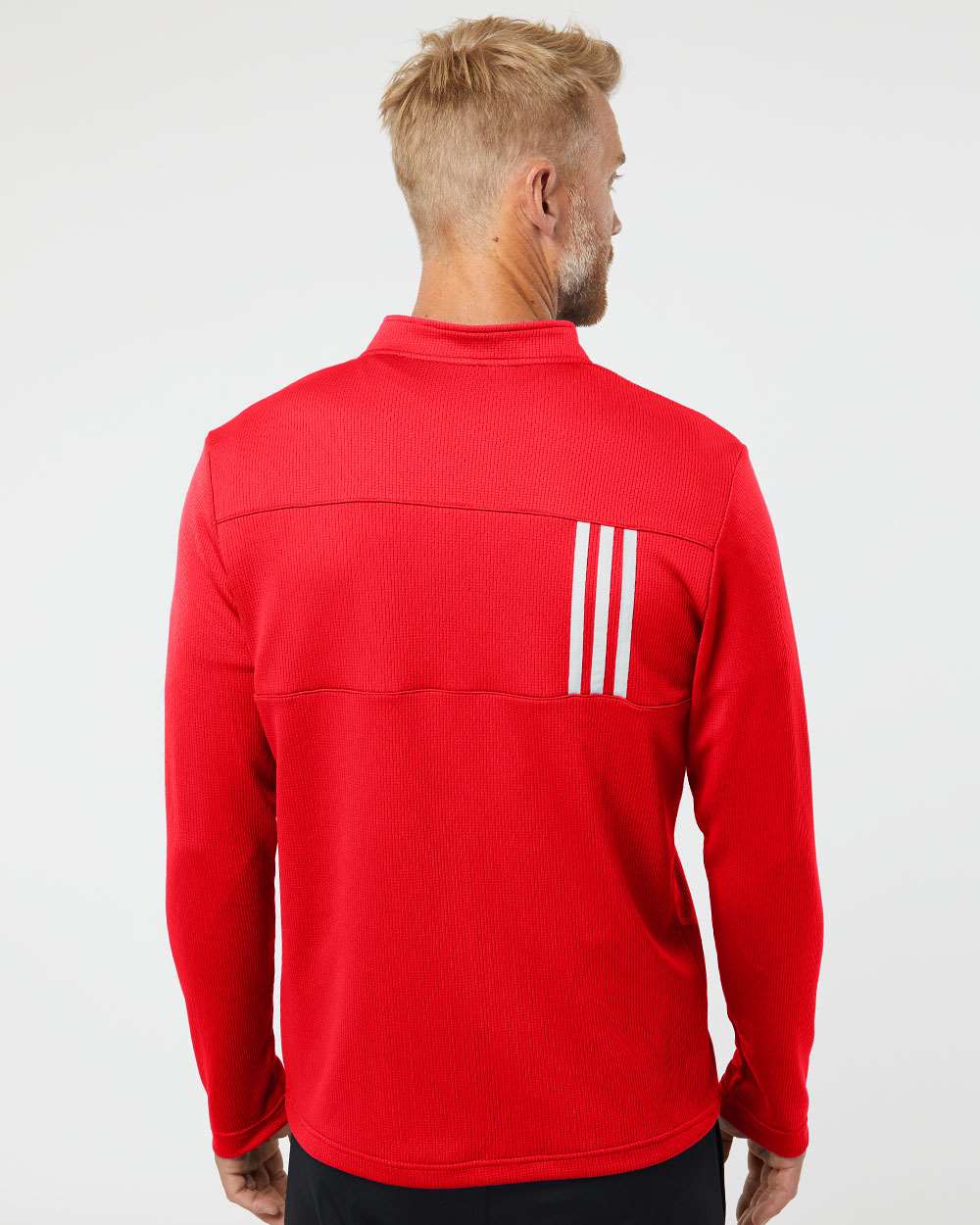 Adidas-A482-3-Stripes Double Knit Quarter-Zip Pullover - Image 19