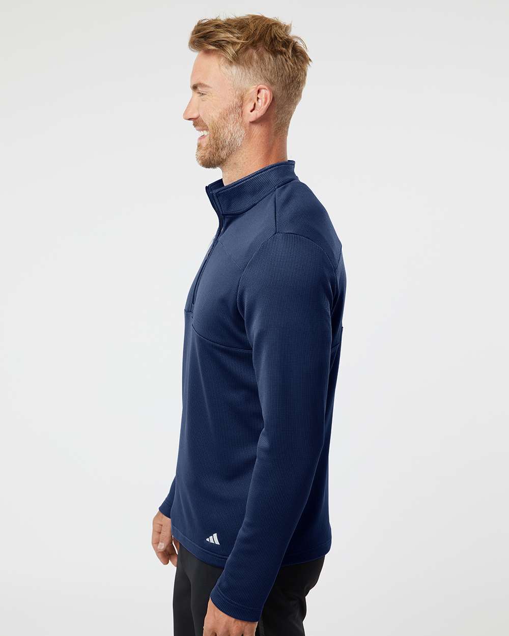 Adidas-A482-3-Stripes Double Knit Quarter-Zip Pullover - Image 24