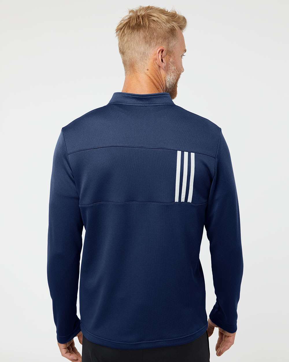 Adidas-A482-3-Stripes Double Knit Quarter-Zip Pullover - Image 25