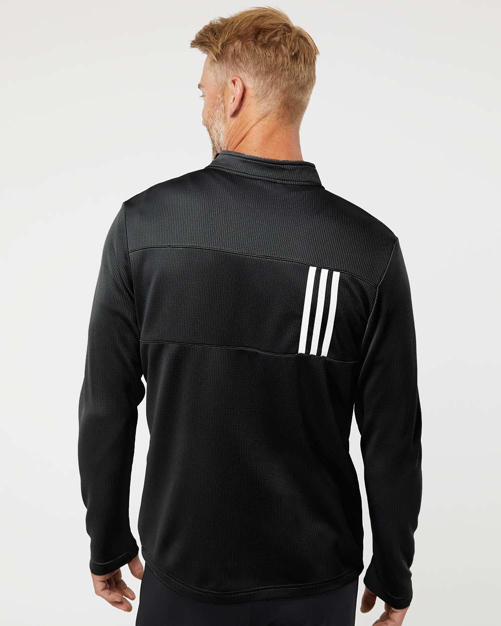 Adidas-A482-3-Stripes Double Knit Quarter-Zip Pullover - Image 6
