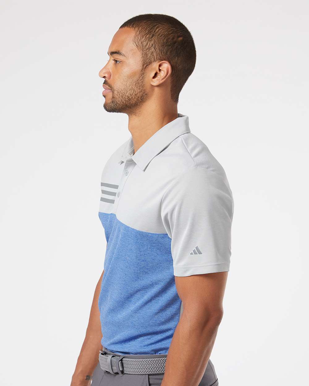 Adidas-A508-Heathered Colorblocked 3-Stripes Polo - Image 23