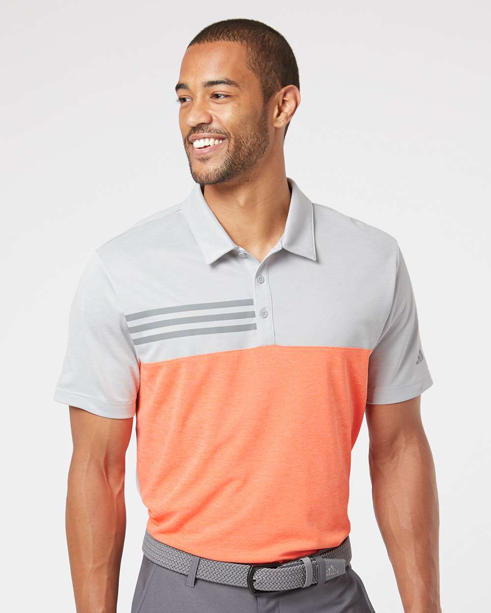 Adidas-A508-Heathered Colorblocked 3-Stripes Polo - Image 28