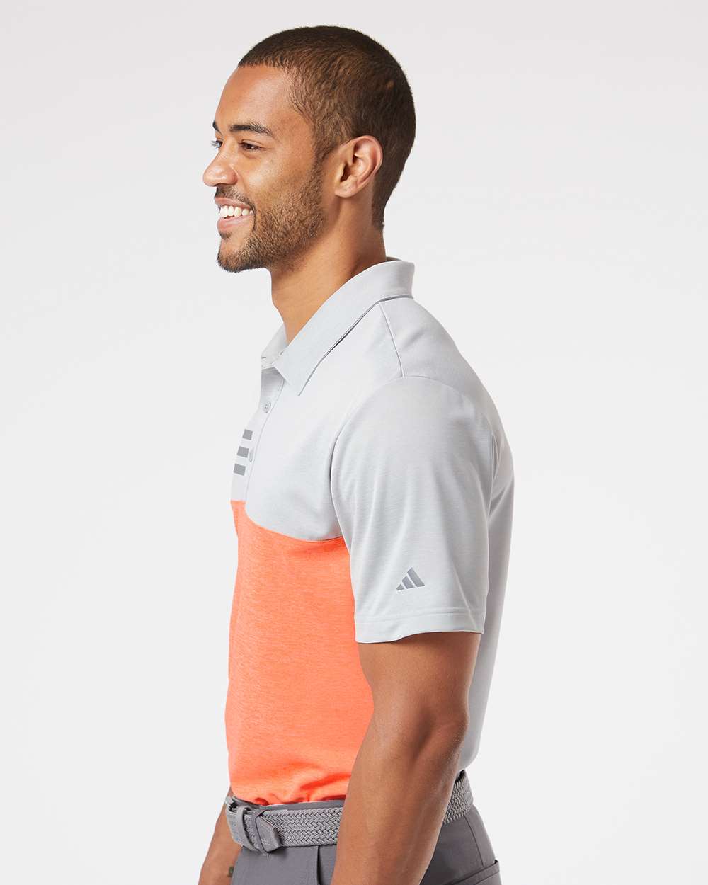 Adidas-A508-Heathered Colorblocked 3-Stripes Polo - Image 29
