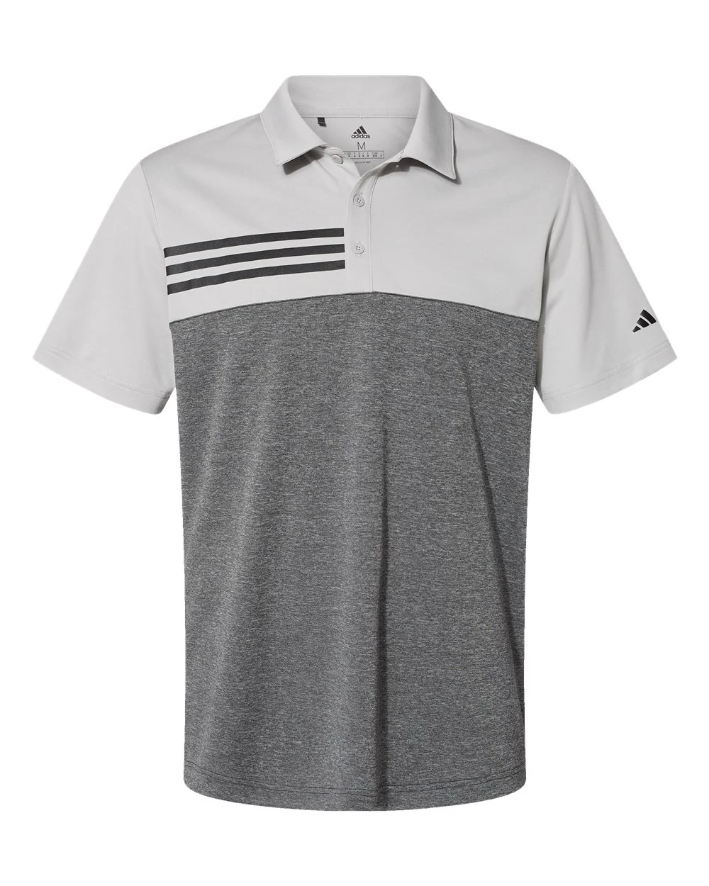 Adidas-A508-Heathered Colorblocked 3-Stripes Polo - Image 7
