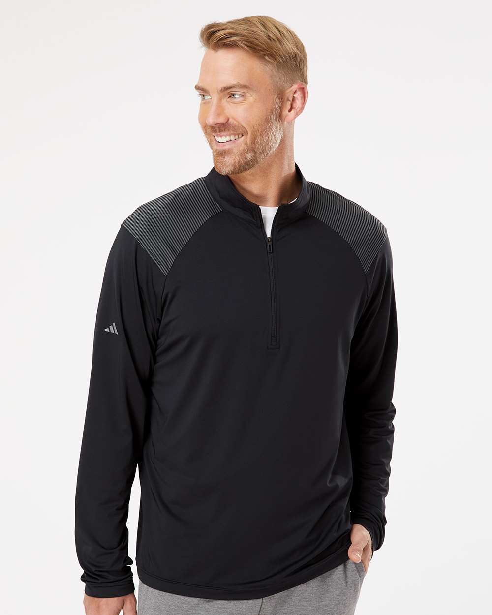 Adidas-A520-Shoulder Stripe Quarter-Zip Pullover - Image 4