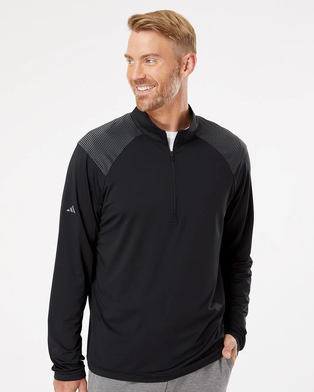 Adidas-A520-Shoulder Stripe Quarter-Zip Pullover - Image 7