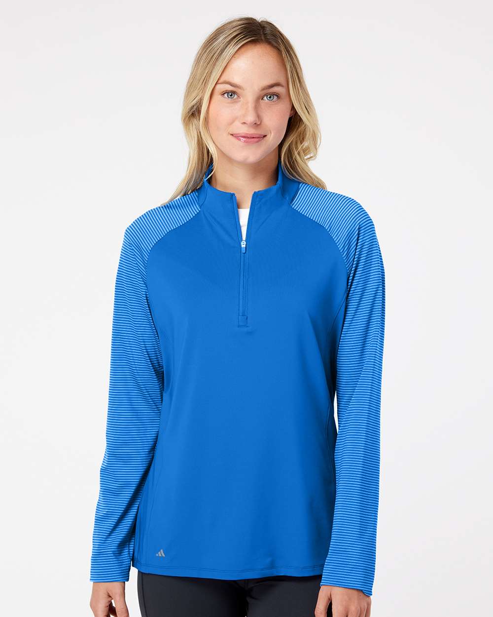 Adidas-A521-Women's Stripe Block Quarter-Zip Pullover - Image 11