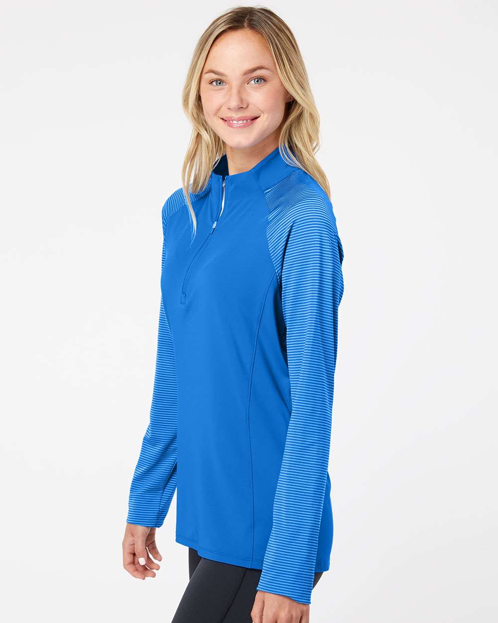 Adidas-A521-Women's Stripe Block Quarter-Zip Pullover - Image 12