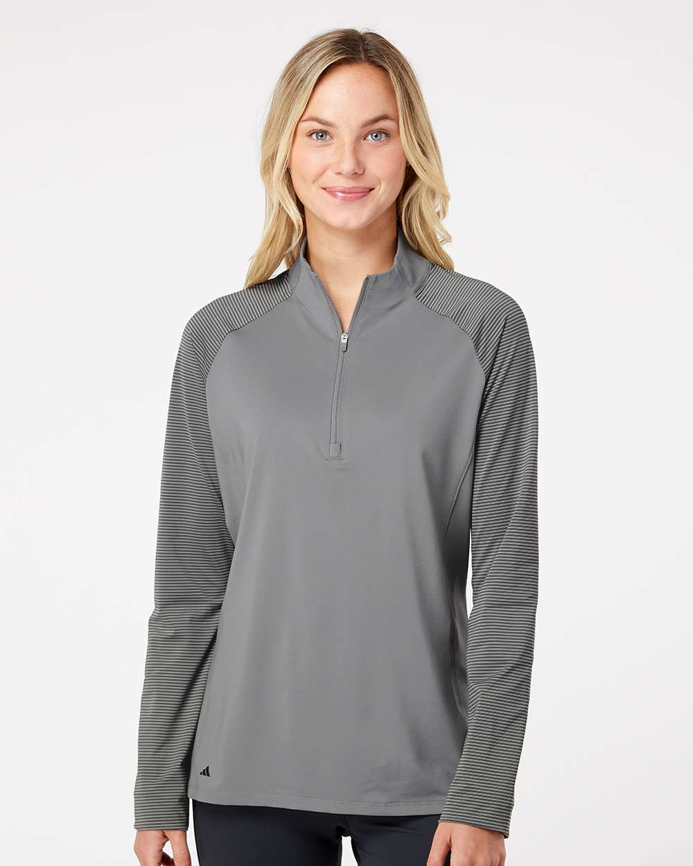 Adidas-A521-Women's Stripe Block Quarter-Zip Pullover - Image 17