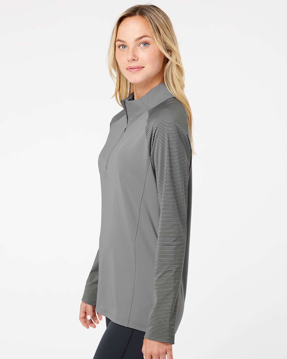 Adidas-A521-Women's Stripe Block Quarter-Zip Pullover - Image 18