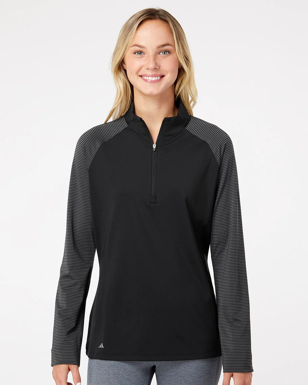 Adidas-A521-Women's Stripe Block Quarter-Zip Pullover - Image 7