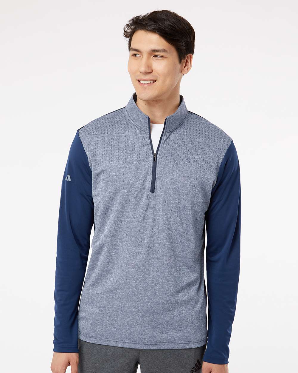 Adidas-A522-Heather Block Print Quarter-Zip Pullover - Image 11