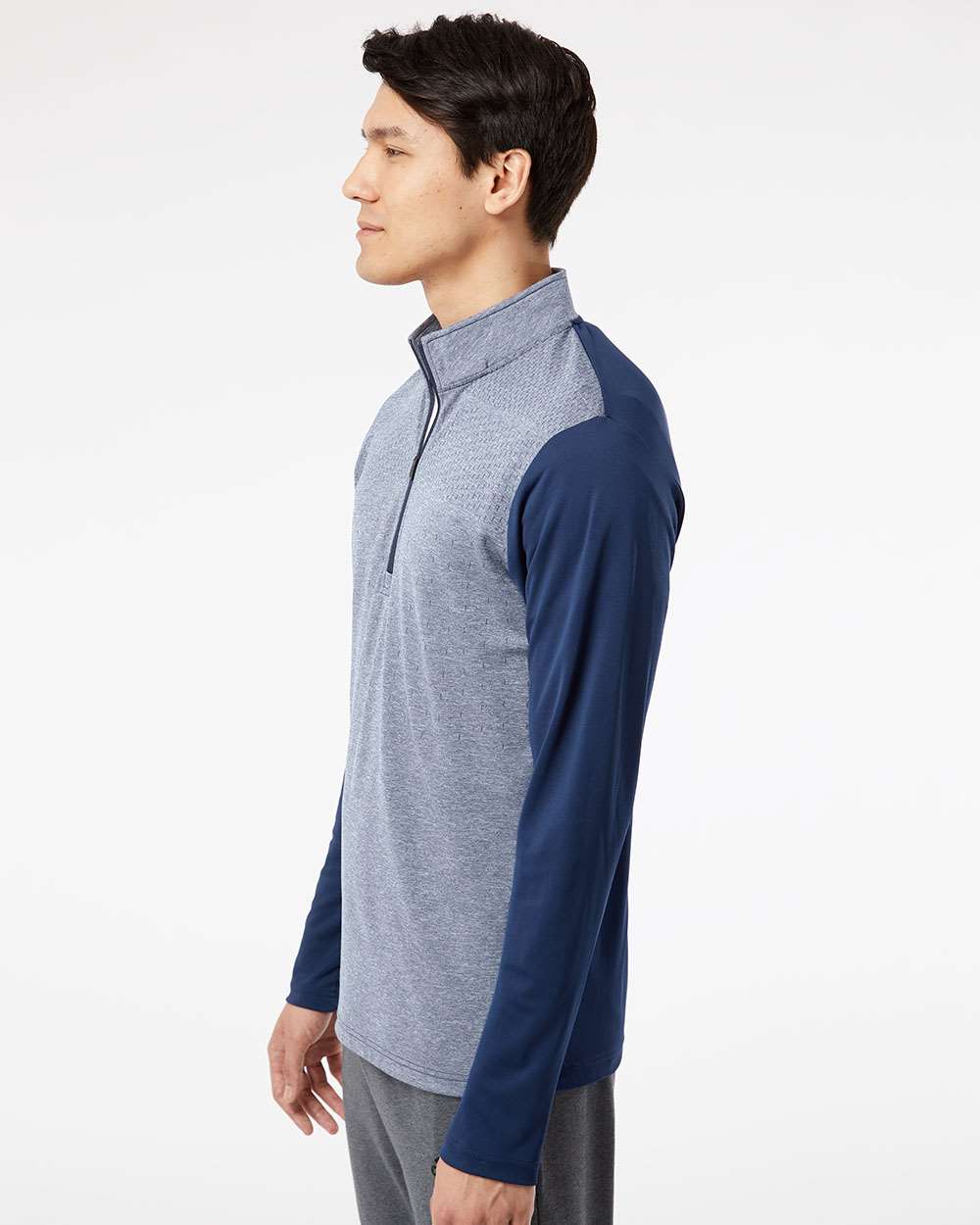Adidas-A522-Heather Block Print Quarter-Zip Pullover - Image 12