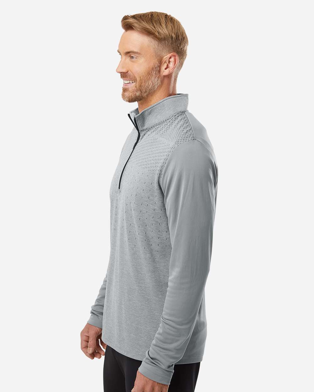 Adidas-A522-Heather Block Print Quarter-Zip Pullover - Image 19