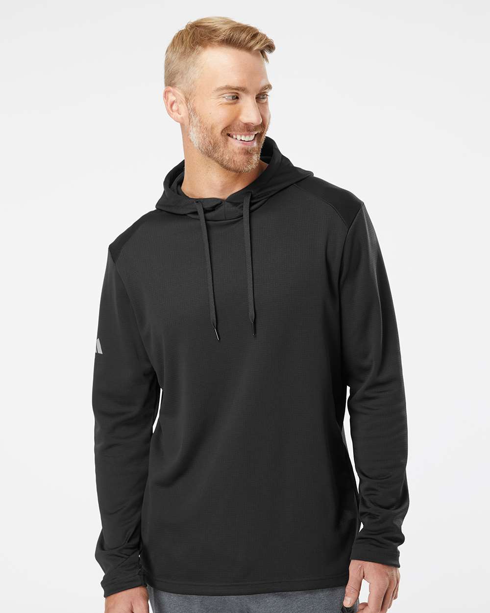 Adidas-A530-Textured Mixed Media Hooded Sweatshirt - Image 4