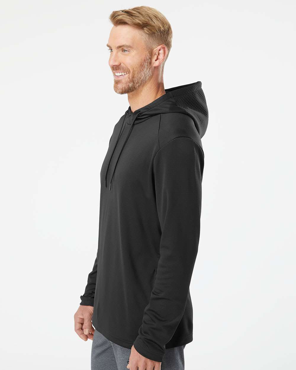 Adidas-A530-Textured Mixed Media Hooded Sweatshirt - Image 5